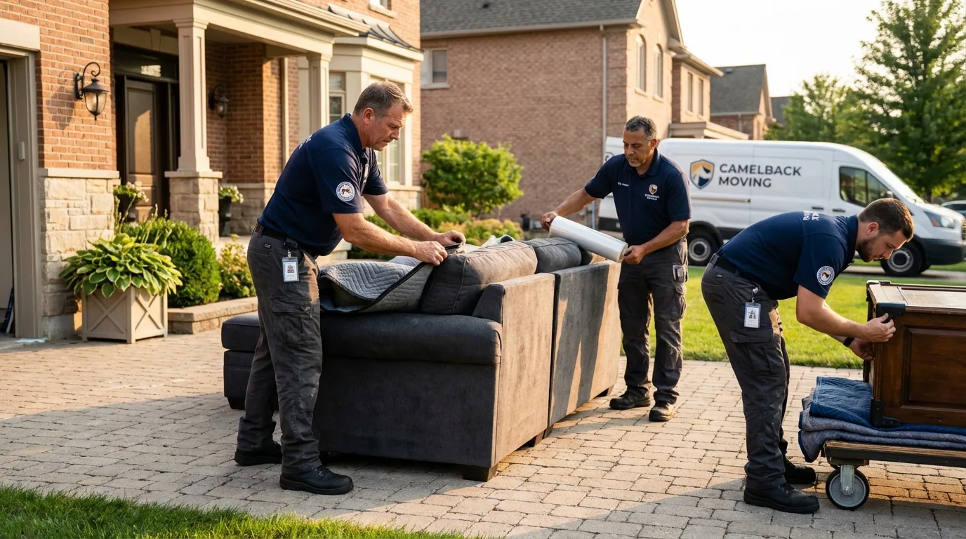 Large estate moving crew wrapping furniture in Venus, TX